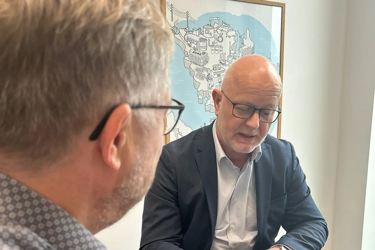 Forretningsudvikler Steen Nymann Andersen i samtale med virksomhedsejer